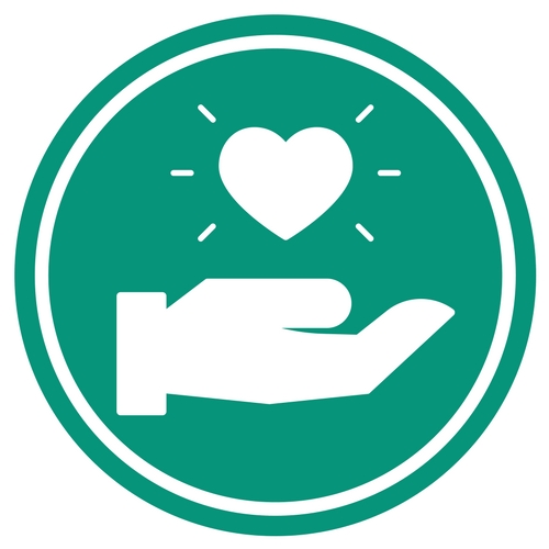 Hand holding a heart icon, love, care, protection of sexual assault survivors