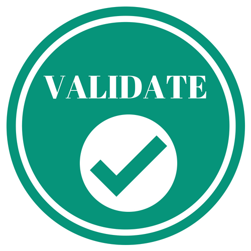 "Validate" check mark icon